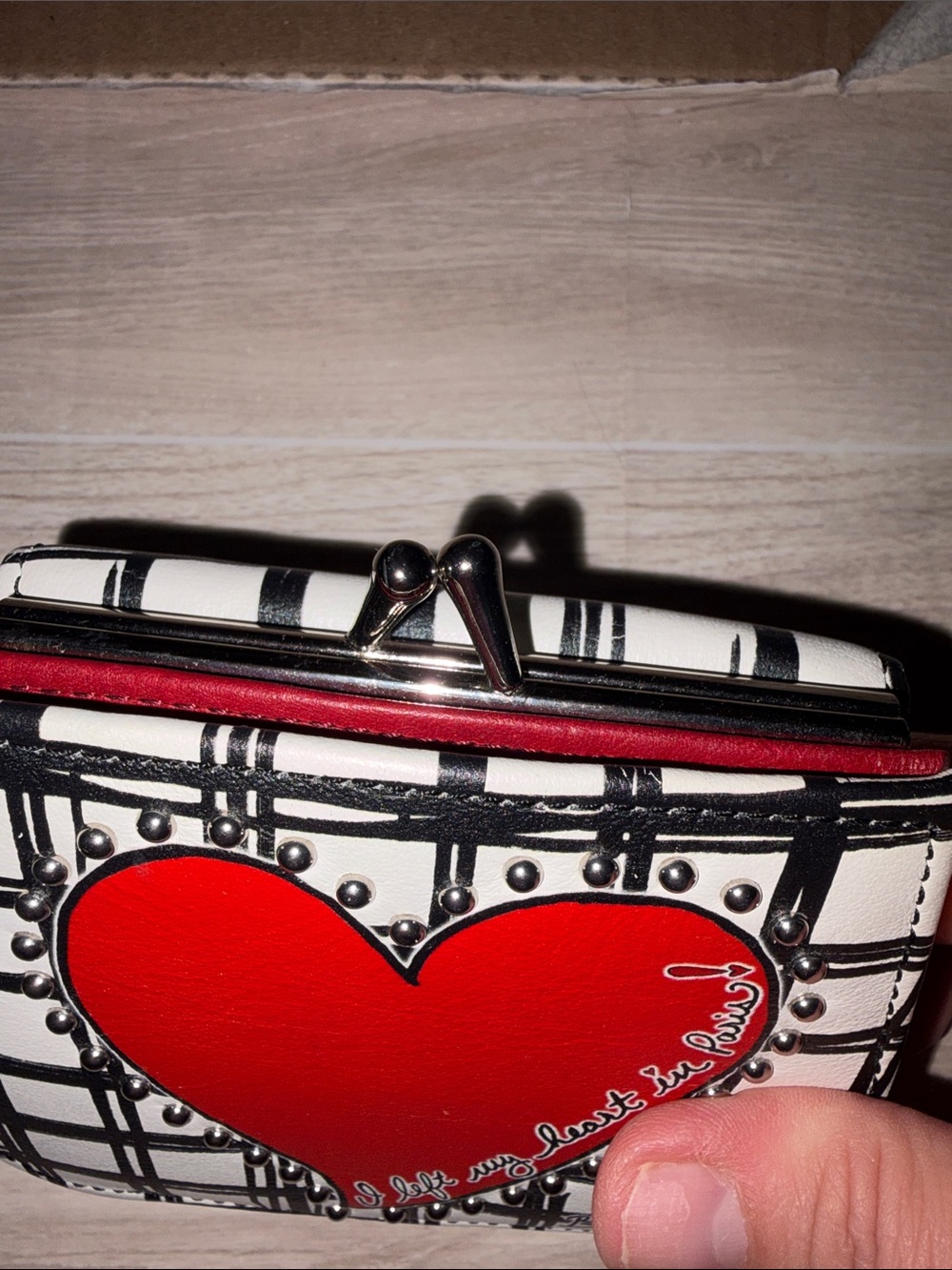 Brighton White & Black Plaid Coin Purse with Red Heart - Picture 6 of 11